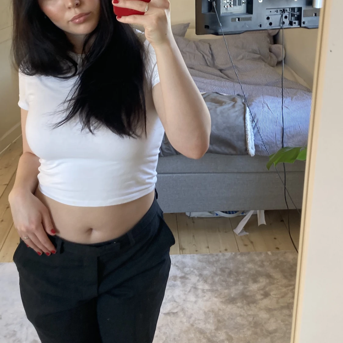 Svart och vit croppad t-shirt - 90