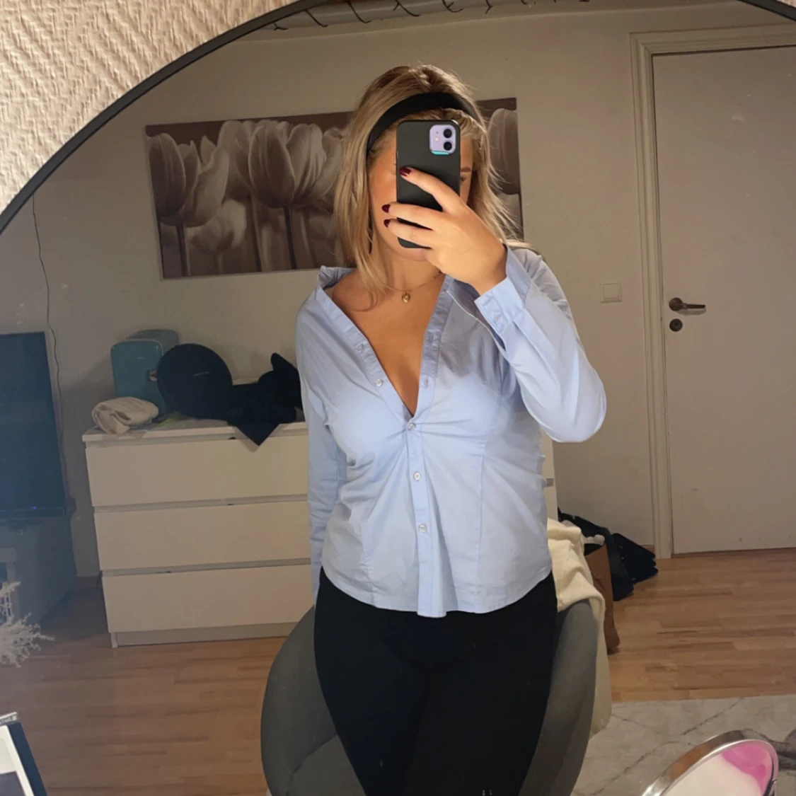 Blå figursydd skjorta💙💙 - 90