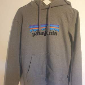 Säljer denna gråa patagonia hoodie i utmärkt skick på grund av att den blivit för liten. Använd ett fåtal gånger men inga hål eller märken alls. Storlek small