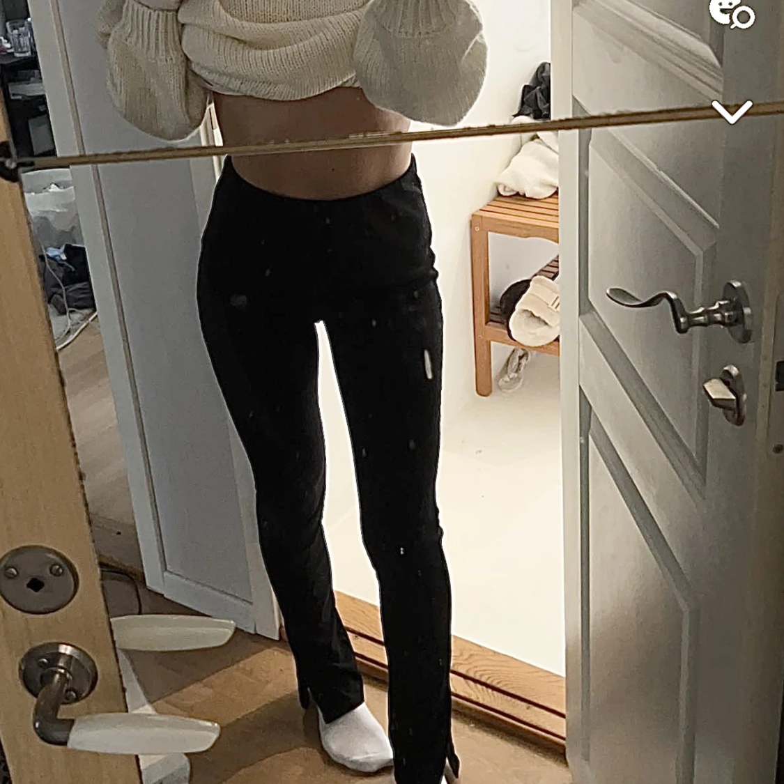 Ribbade tights med split - 91