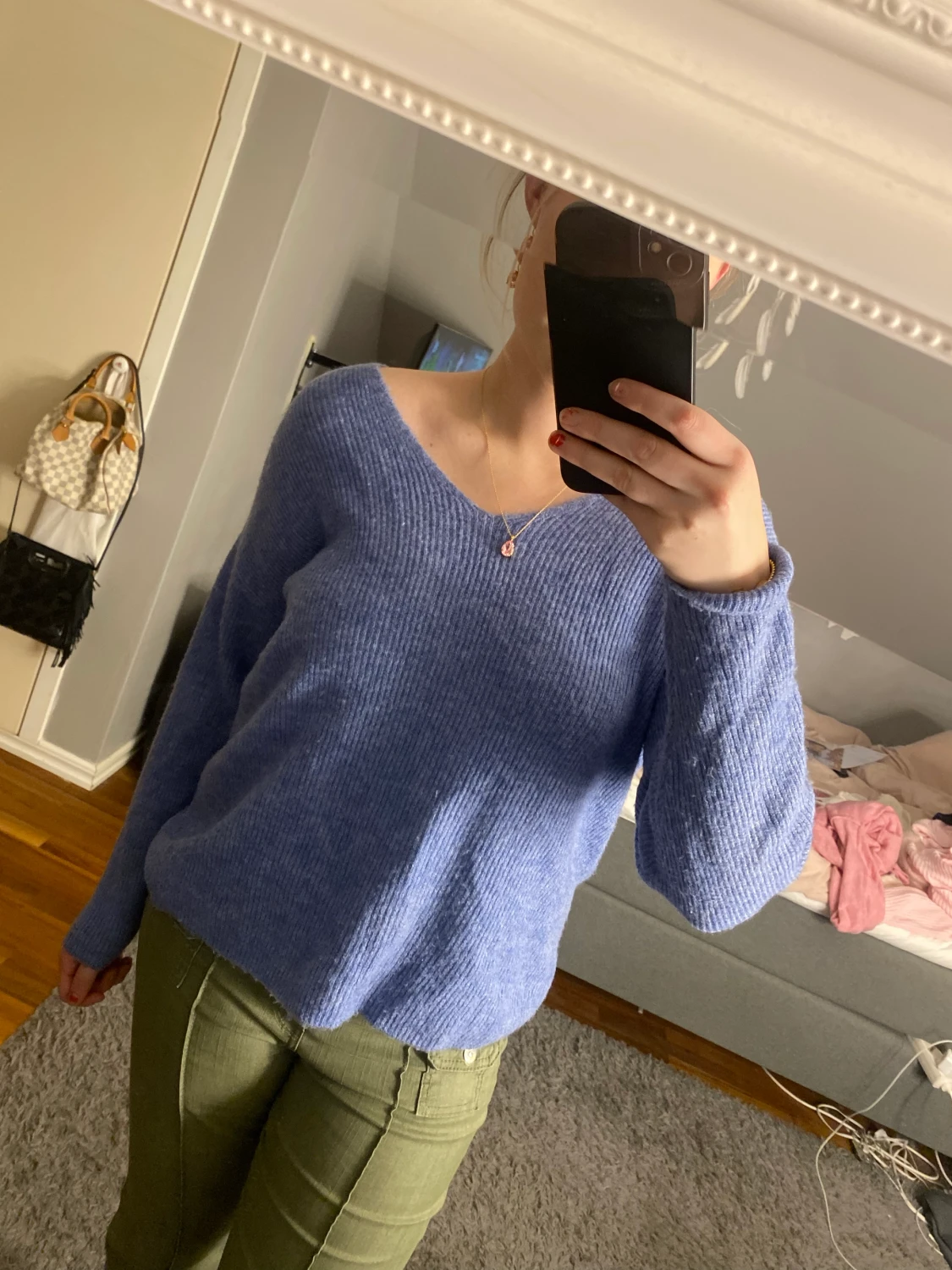 Stickad blå tröja💙