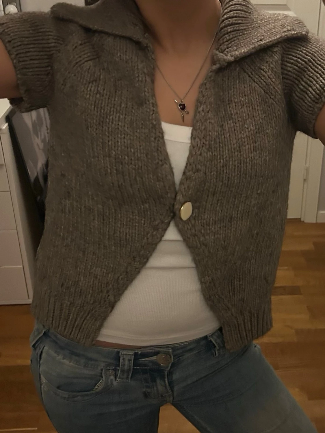 Stickad brun kofta från Zara