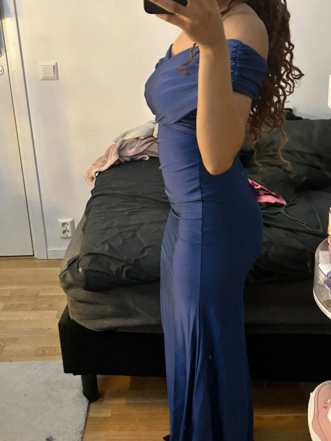  Fashion nova Marinblå långklänning offshoulder - 2