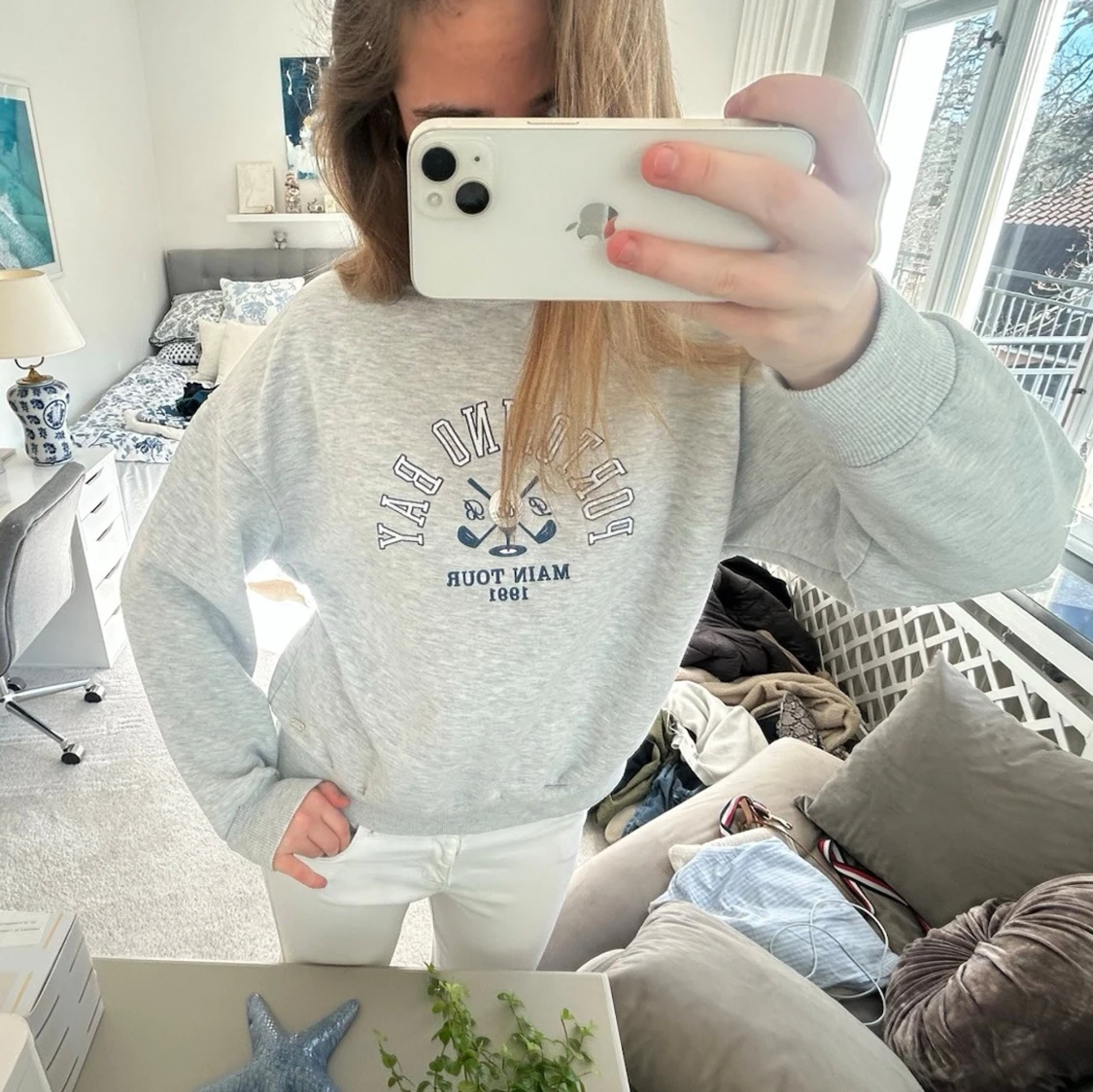 Grå sweatshirt med tryck - 1