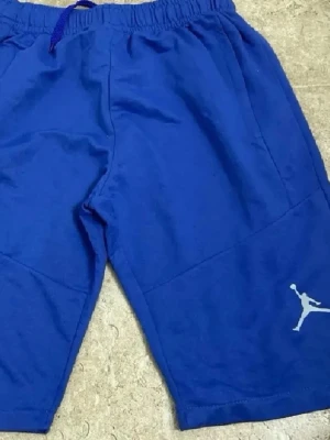 Blå Jordan shorts med snörning - Snygga blå shorts från Jordan med elastisk midja och snörning. De har en vit Jordan-logga på benet och är perfekta för sport eller chill. Tillverkade i ett mjukt och lätt material som känns skönt mot huden.