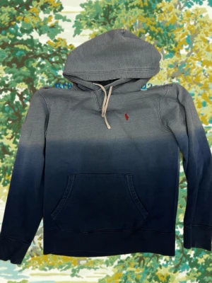 Blå hoodie från Polo Ralph Lauren - Snygg hoodie från Polo Ralph Lauren i en cool blå ombre-färg. Klassisk huva med dragsko och stor magficka framtill. Liten röd logga broderad på bröstet. Perfekt för en avslappnad och trendig look.