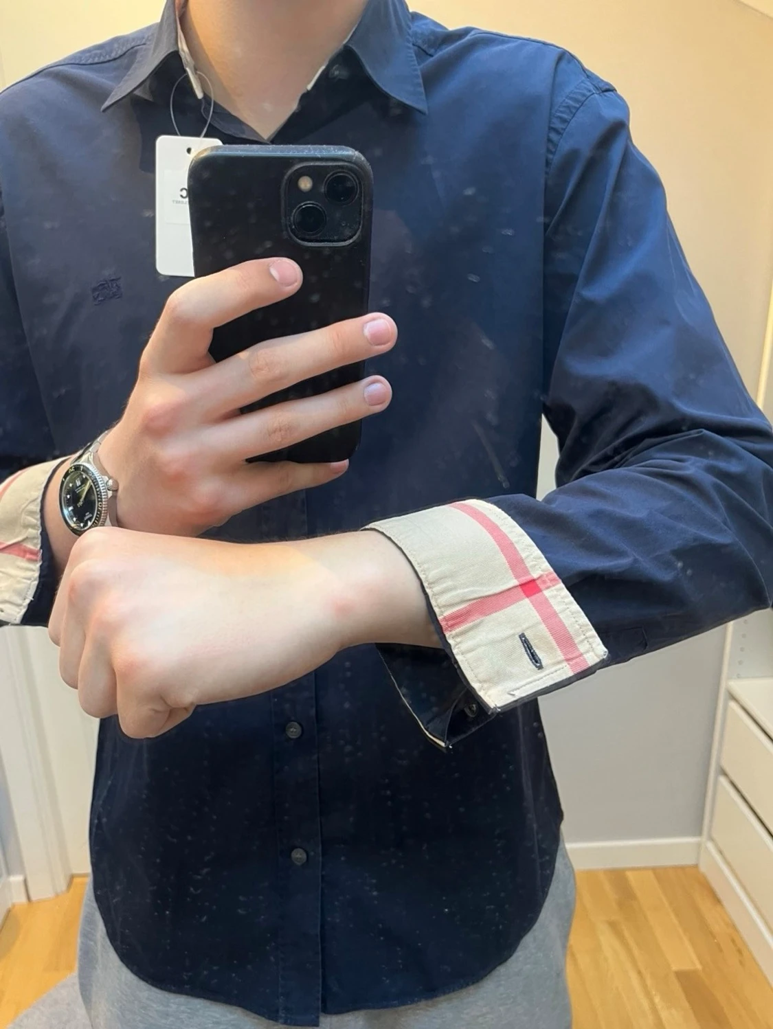 Marinblå burberry skjorta storlek XL - 1