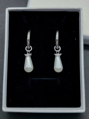 Handgjorda örhängen  - Stilrena örhängen lãngd-3,7cm. Material-rostfritt stål. Vid köp ingår två  extra berlocker som kan bytas då själva hänget ar ömtåligt och känsligt för stötar. Örhängena påminner om Maria Nilsdotter.