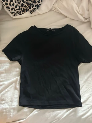 Svart t-shirt från Stradivarius - En enkel svart t-shirt från Stradivarius i storlek XS. T-shirten har rund halsringning och korta ärmar, perfekt till alla typer av outfits. Tillverkad i mjuk bomull för en bekväm känsla.