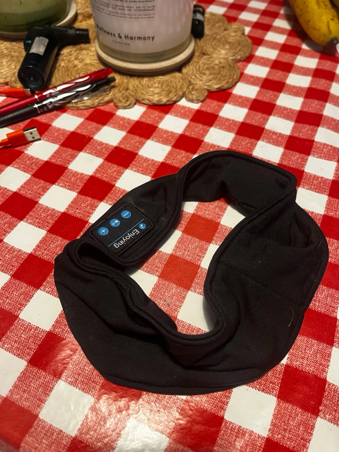 Svart trådlöst pannband med hörlurar - 2