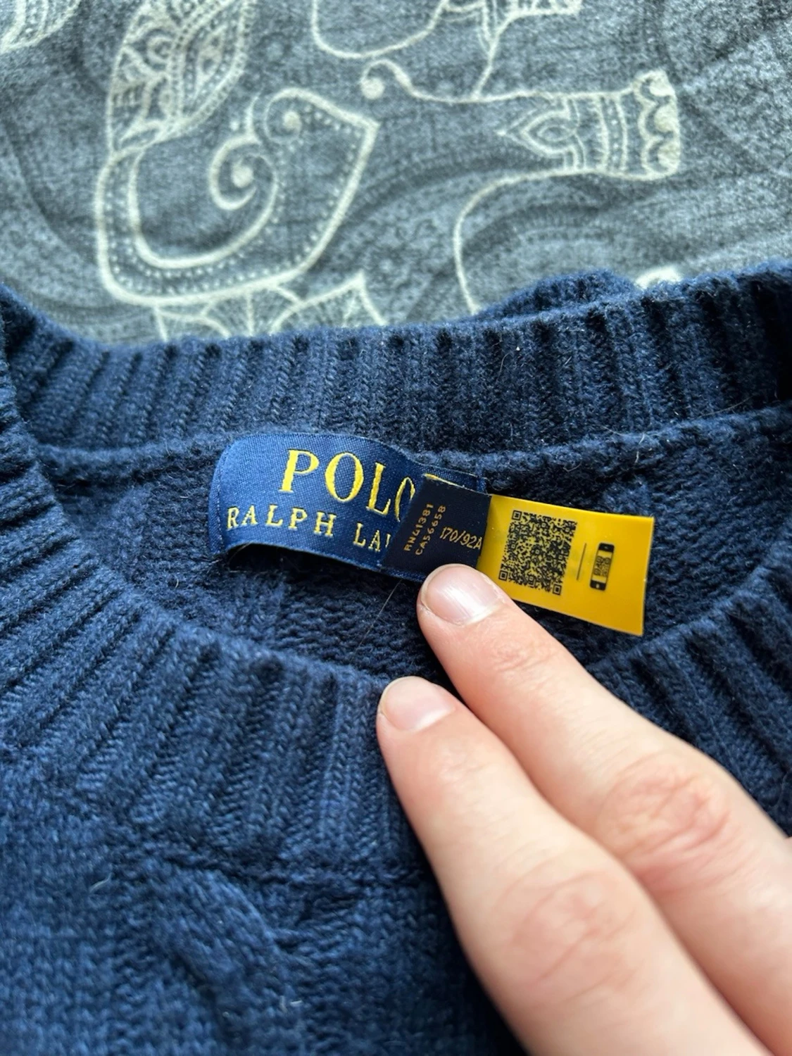 Mörkblå kabelstickad tröja Polo Ralph Lauren - 3