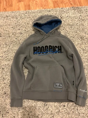 Grå hoodie från Hoodrich med tryck - Hoodrich tröja, lite fläckar på baksidan”går säkert att ta bort ifall man orkar” men annars jätte bra använd endast 1 gång