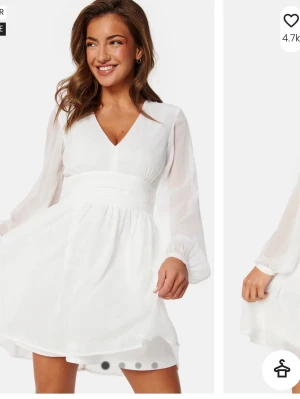 Vit klänning  - Supersöt vit klänning från Bubbleroom. Helt oanvänd med prislapp. Är storlek 38 men passar även 36! Lite genomskinlig. Passar perfekt nu till konfirmationer och studenter!💗