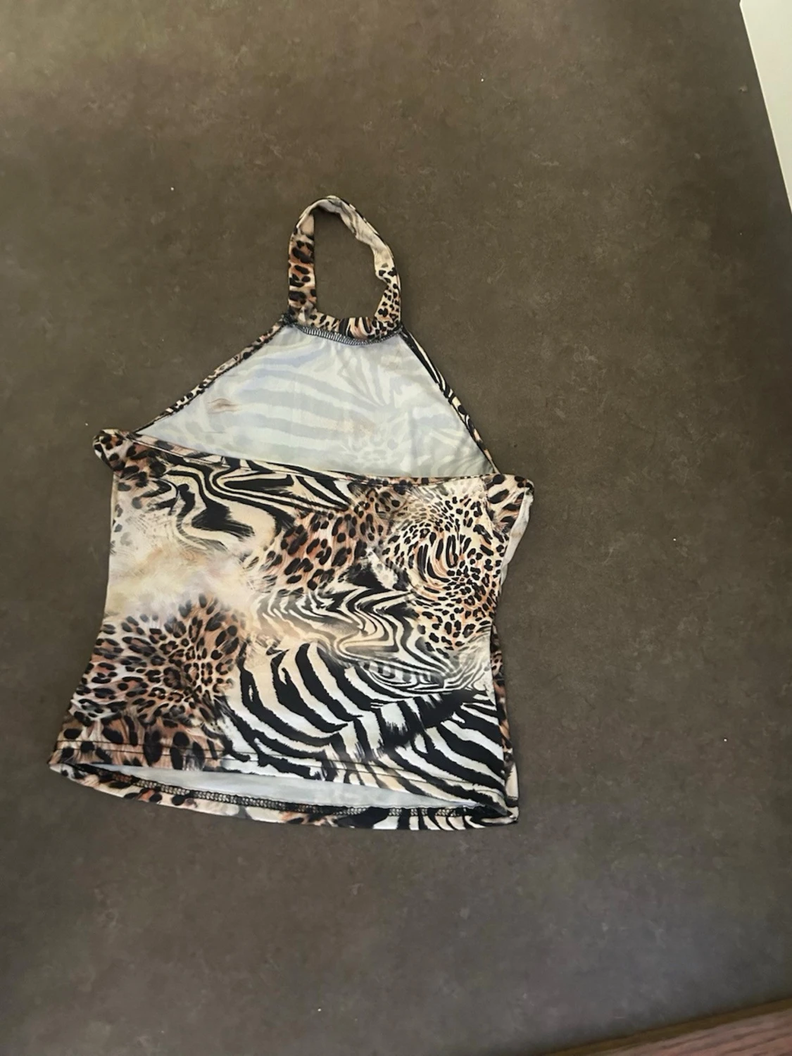 Halterneck topp med leopard- och zebramönster - 1