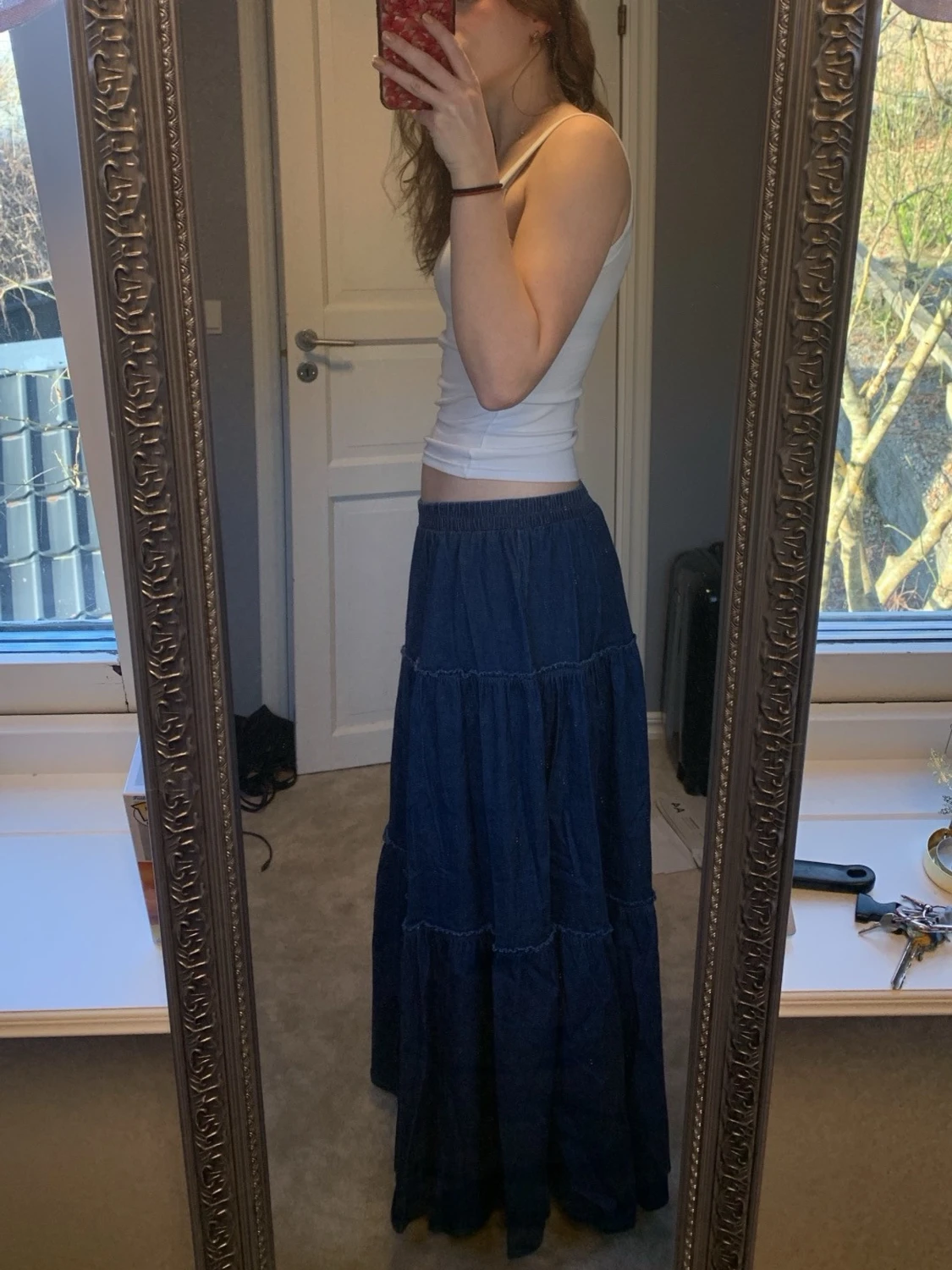 Mörkblå jeans långkjol - 1