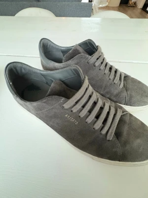 Gråa sneakers från Axel Arigato - Stilrena gråa sneakers från Axel Arigato i mjukt mockamaterial. Klassisk låg modell med matchande grå skosnören och diskret logga på sidan. Perfekta för en clean och modern look till vardagsoutfiten. Pris kan diskuteras vid snabb affär hör av er vid frågor