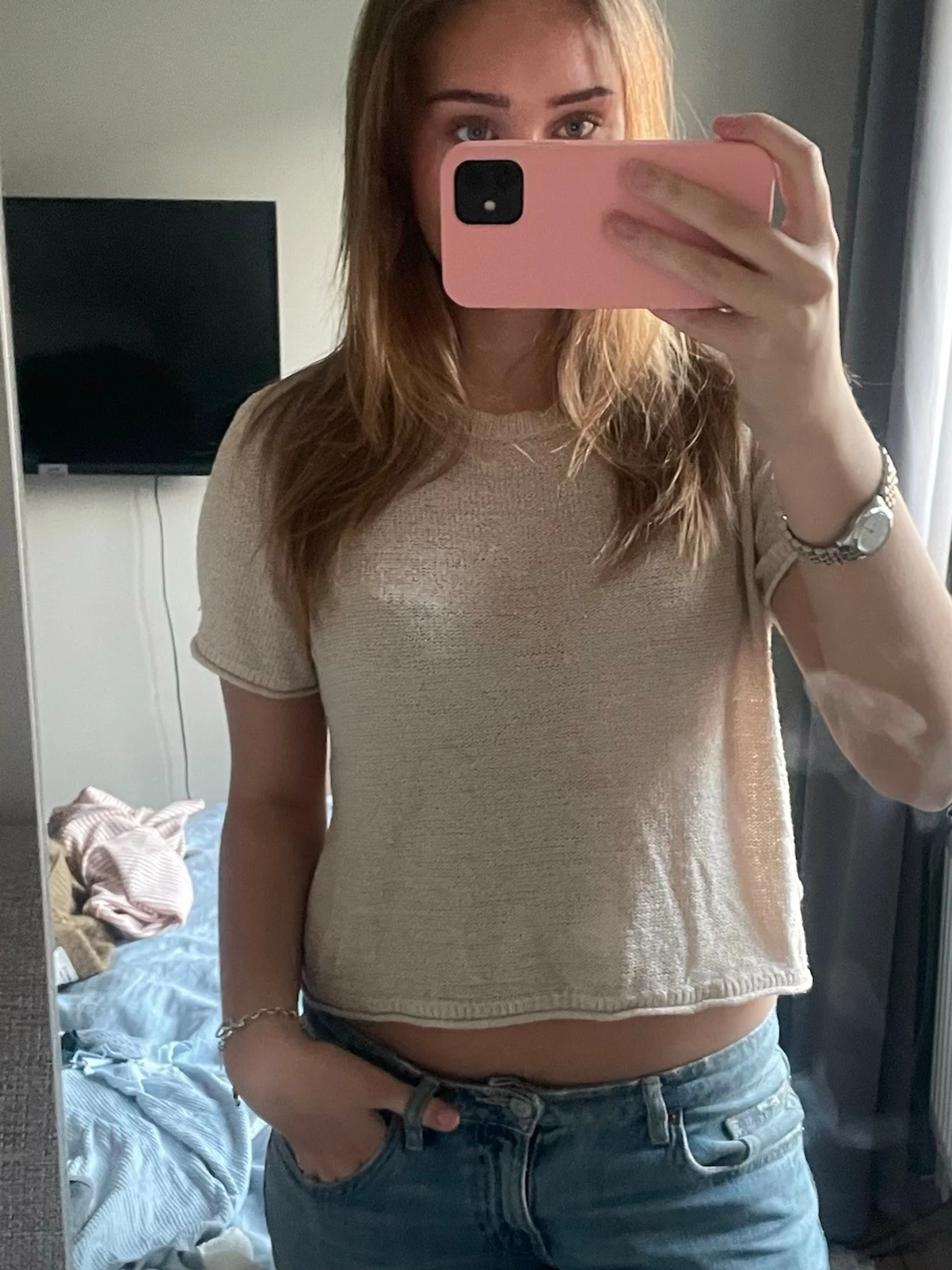 Beige stickad topp från ONLY - 5