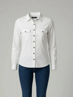 Vit jersey blus / skjorta / topp. Mjuk bomull. Strlk: XS-SMALL. Lindex  - Vit jersey blus / skjorta / topp. Mjuk bomull. Strlk: XS-SMALL. Lindex. Inga kända defekter. Skyltdockan visar liknande modell av blus.