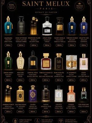 Kända parfymer  - Aisha från Saint Melux är en lyxig parfym i en elegant glasflaska med gulddetaljer. Flaskan rymmer 50 ml och levereras i en snygg orange och guldig förpackning. Perfekt för dig som vill ha en exklusiv och unik doftupplevelse.