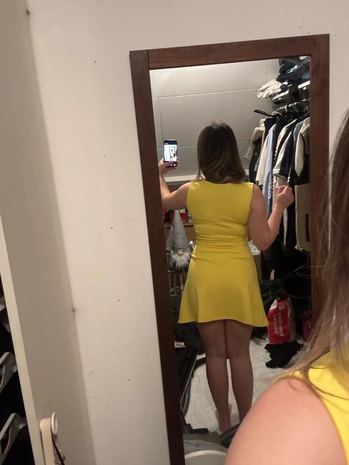 Gul omlottklänning med knyt - 1