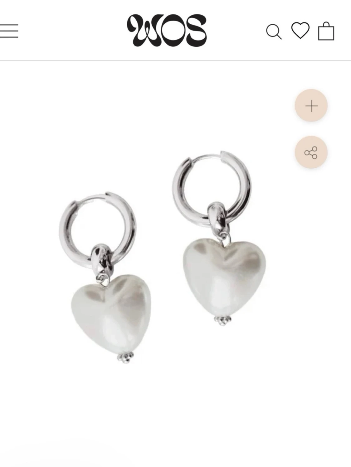 WOS örhängen med pärlhjärtan