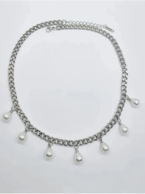 Handgjort halsband med pärlor  - Material-rostfritt stål 304. Kedjetjocklek-6mm #34