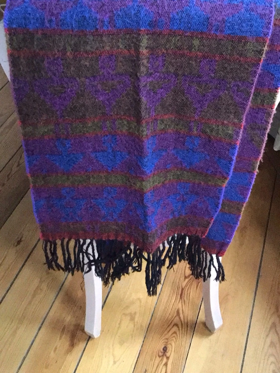 Mönstrad ullhalsduk med fransar - 1