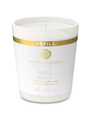 Nytt! Savage Garden doftljusrefill Rituals - Helt nytt! 360gr, full size. Refill till doftljus från Rituals Private Collection, Savage Garden. Tillverkad av rapsoljevax och har fräscha, aromatiska toner av bergamott, vetiveria och apelsinblomma. Räcker upp till 60 timmar. Vit med gulddetaljer. Nypris 389:-