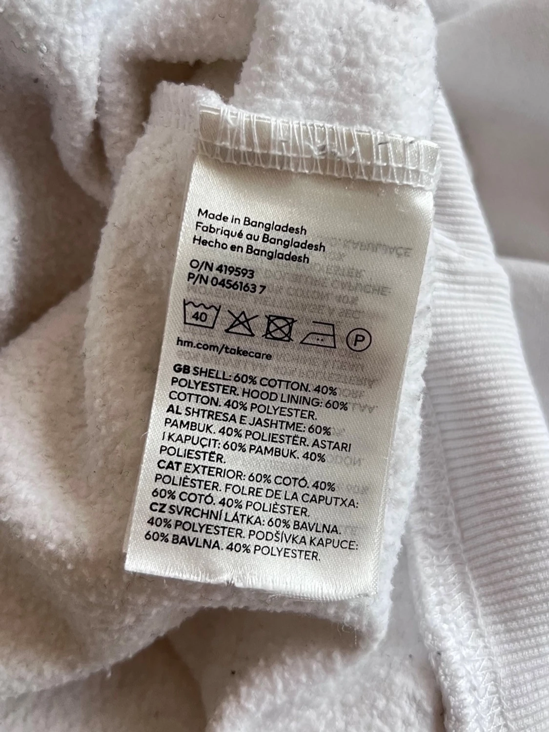 Vit hoodie från H&M, storlek S - 4