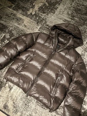 Massimo Dutti Dunjacka - Oanvänd limiterad dunjacka från Massimo Dutti i en brun/ grön aktig färg. Hög kvalité och riktigt bra passform. Storlek M men passar också L. Helt enkelt en lyxig dunjacka som är riktigt elegant!