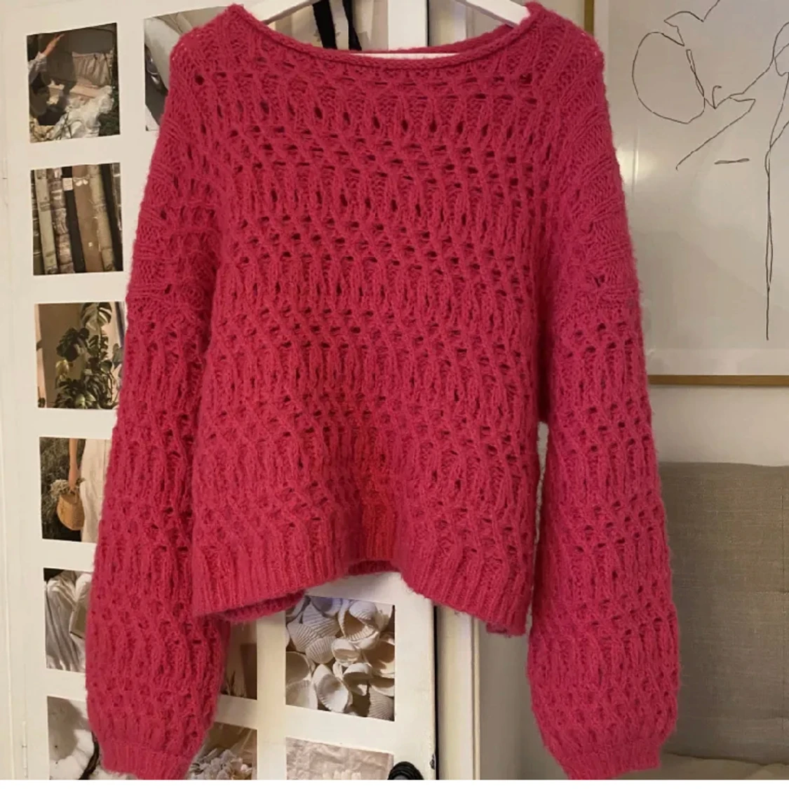Rosa stickad tröja - 90