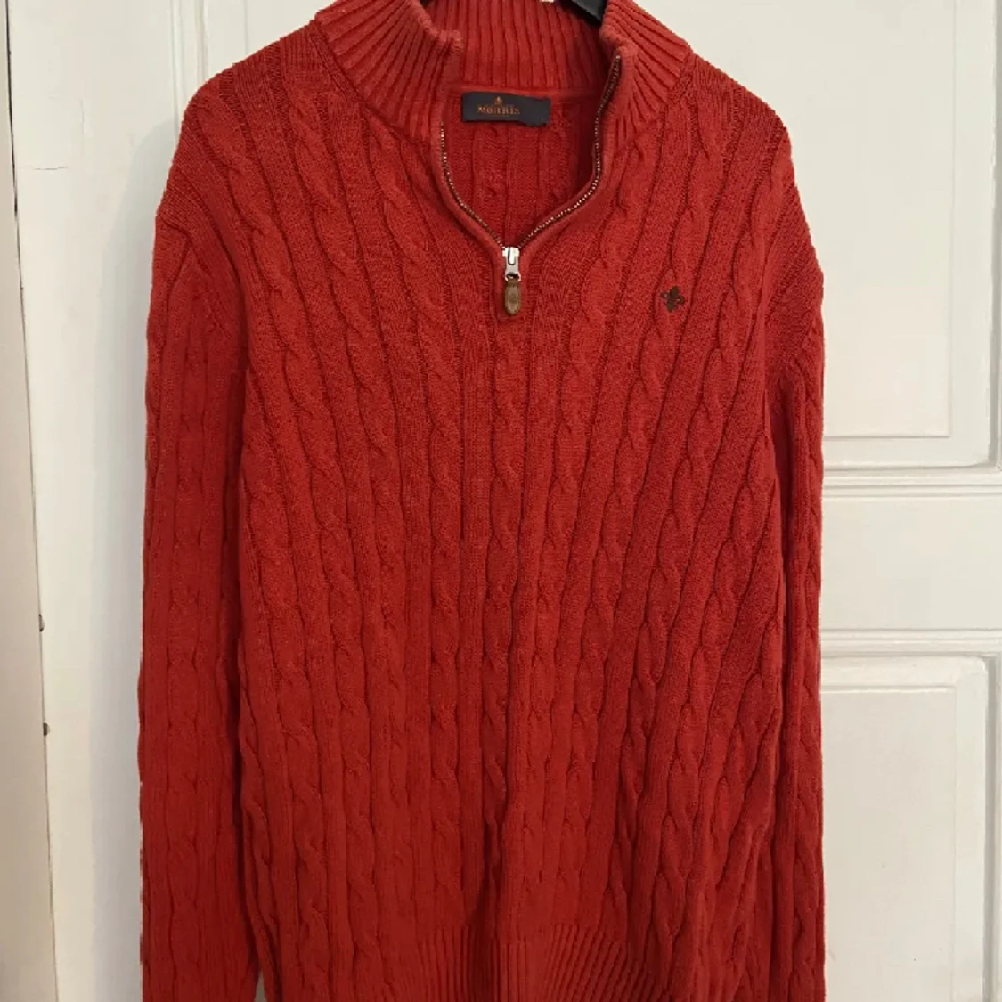 Morris kabelstickad quarter zip