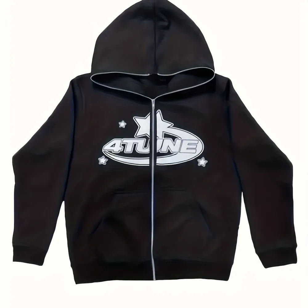 En fullzip hoodie med 4tune tryck  i bra skick, fullzip innebär att dragkedjan följer med hela vägen upp till toppen av luvan vilket blivit populärt på senare år. Säljer då jag växt ur den. Inte jätte använd.. Hoodies.