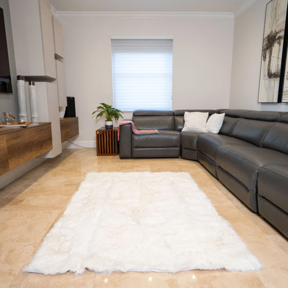 White baby alpaca blanket queen size  - 90