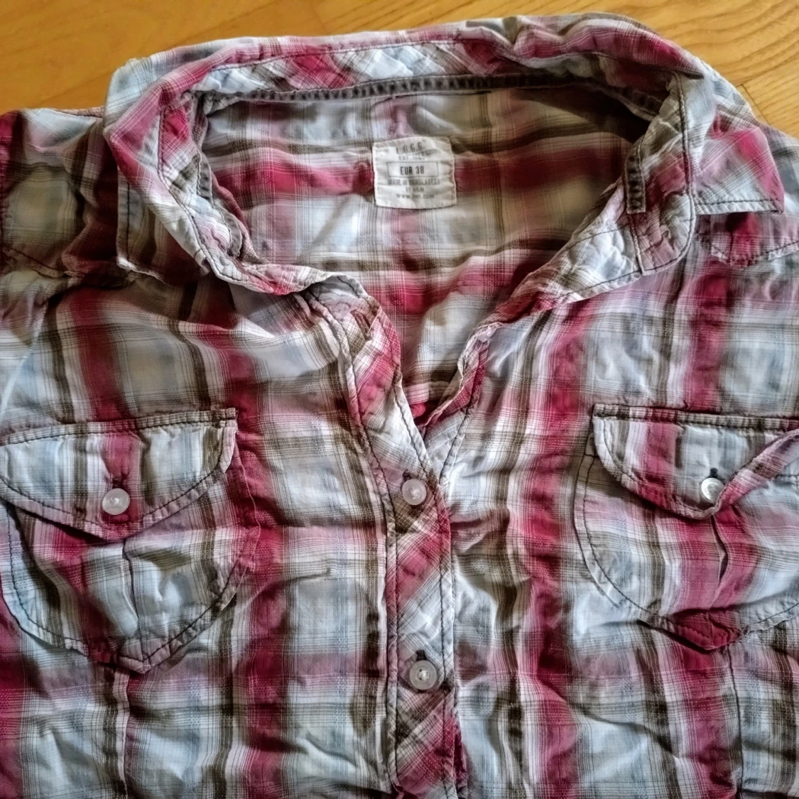 Jättefin rutig skjortblus - 90