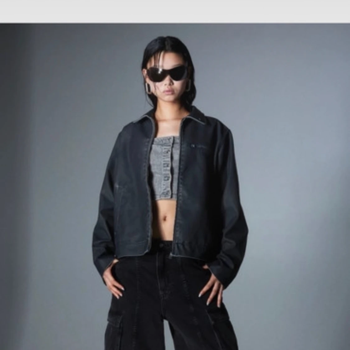 Grå skinnjacka  - 91