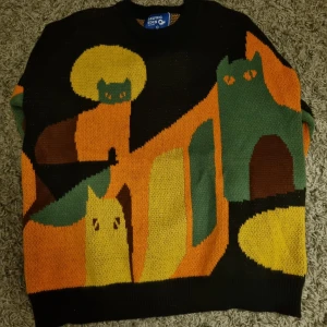 Katt tjocktröja  - En tjocktröja med coolt kattmotiv. Så gott som nyskick