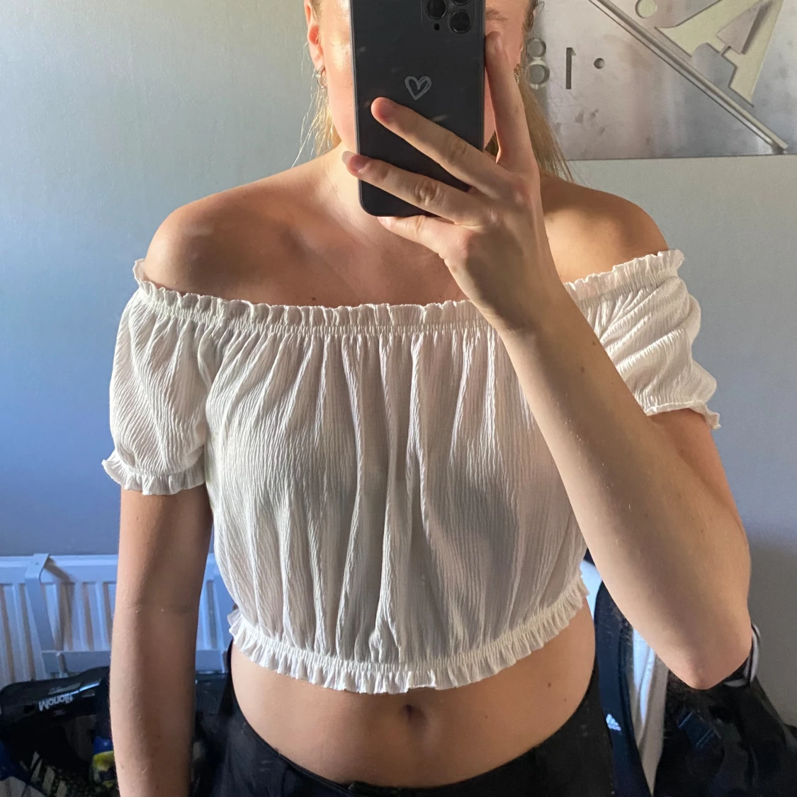 Vit off-shoulder topp