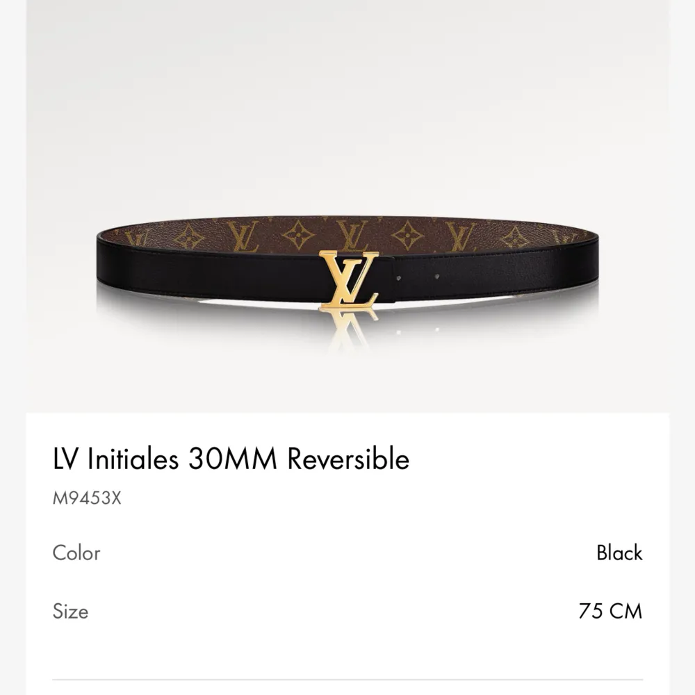 Ett reversible bälte, där du kan välja om du vill ha brunt med Louis Vuitton loggan eller svart. Sparsamt använt.  Dustbag tillkommer! . Övrigt.
