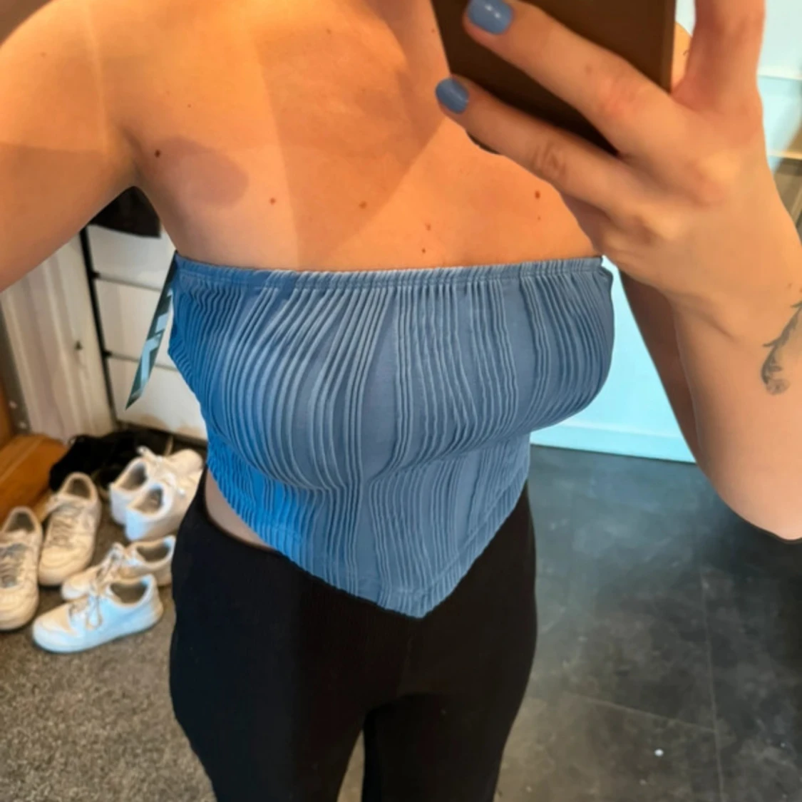 Blå croppad topp - 90