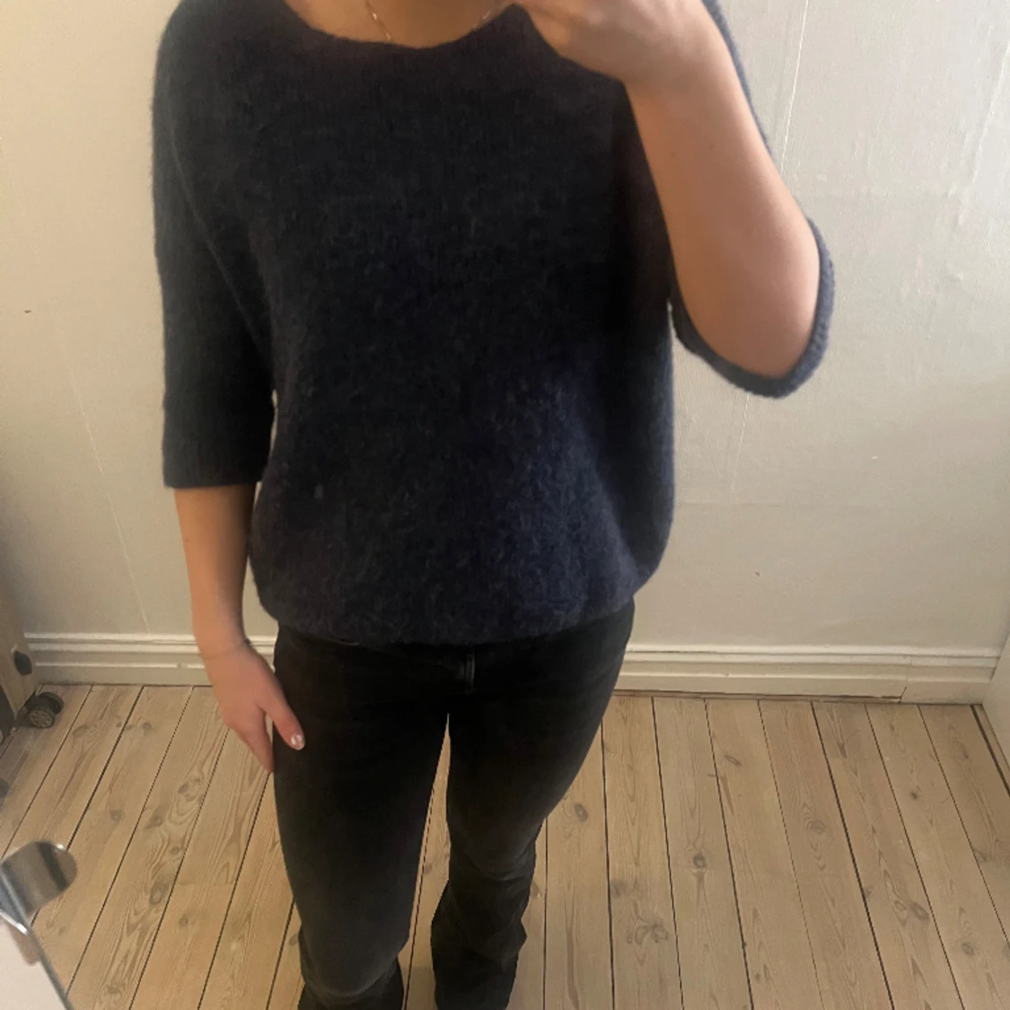 Trekvartsärmad stickad tröja - 90