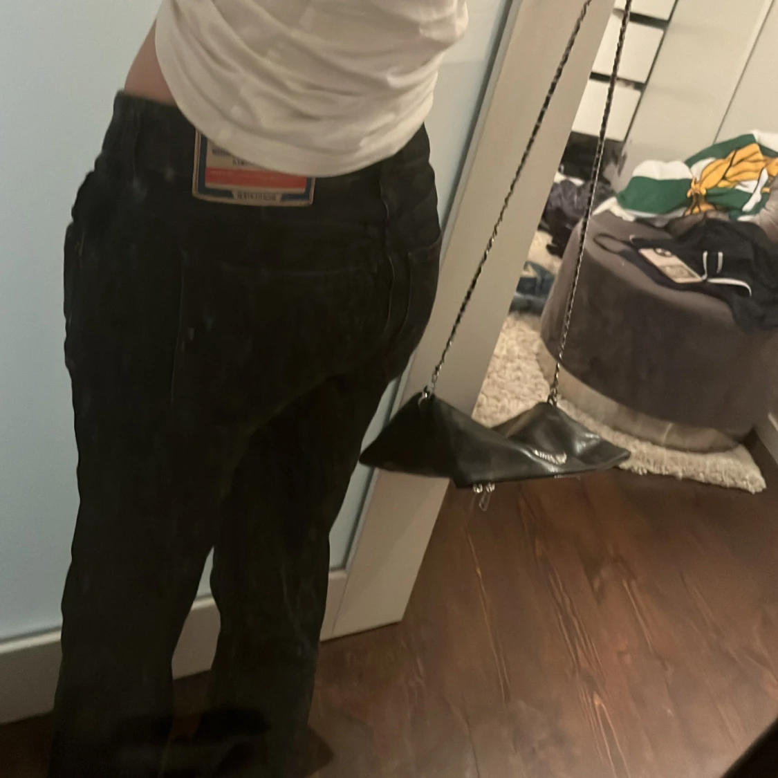 Svarta lågmidjade bootcut jeans  - 90