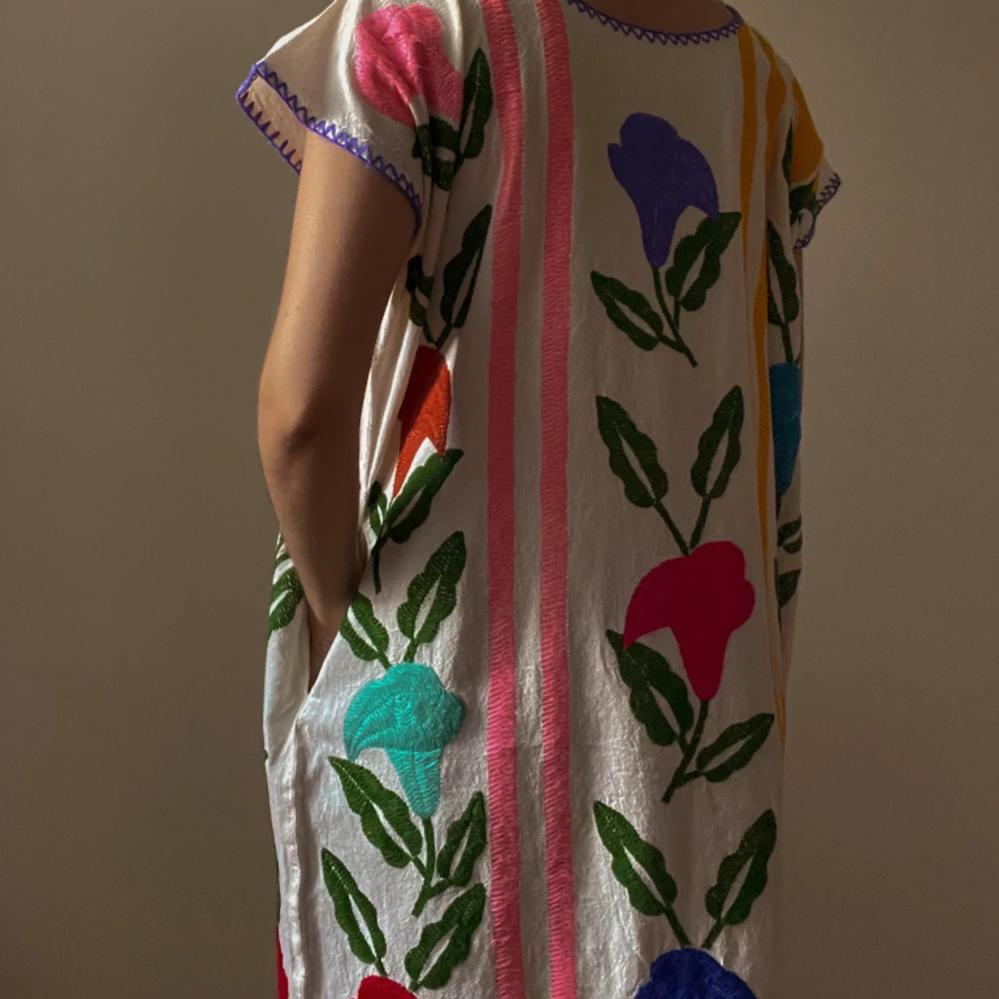 Vintage Mexican Boho Embroidered Dress - 91