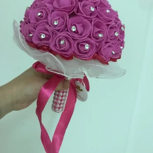 Bröllop Brud Kristall Sidan Satin Konstgjord Bukett  - Mått 26.00*22.50 cm Helt ny 