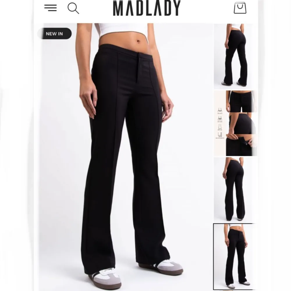 Helt nya kostymbyxor ifrån Madlady. Dem är aldrig använda och är i storlek 34 regular. Ny pris 649kr. Modellen är Rachel black. Jeans & Byxor.
