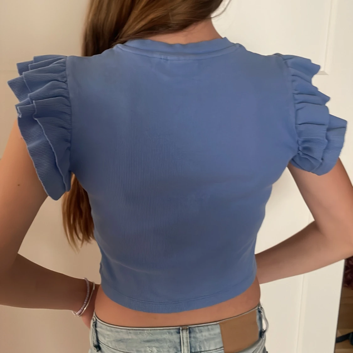 Blå T-shirtblus - 90