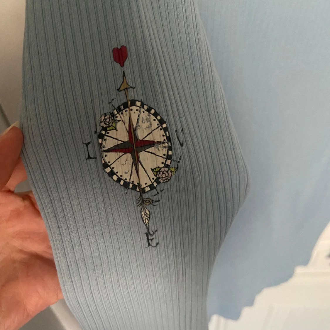 Vintage Odd Molly tröja ljusblå, med rosett och spets - 90