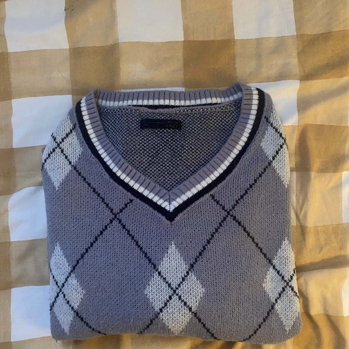 Grå/ vit tjock tröja