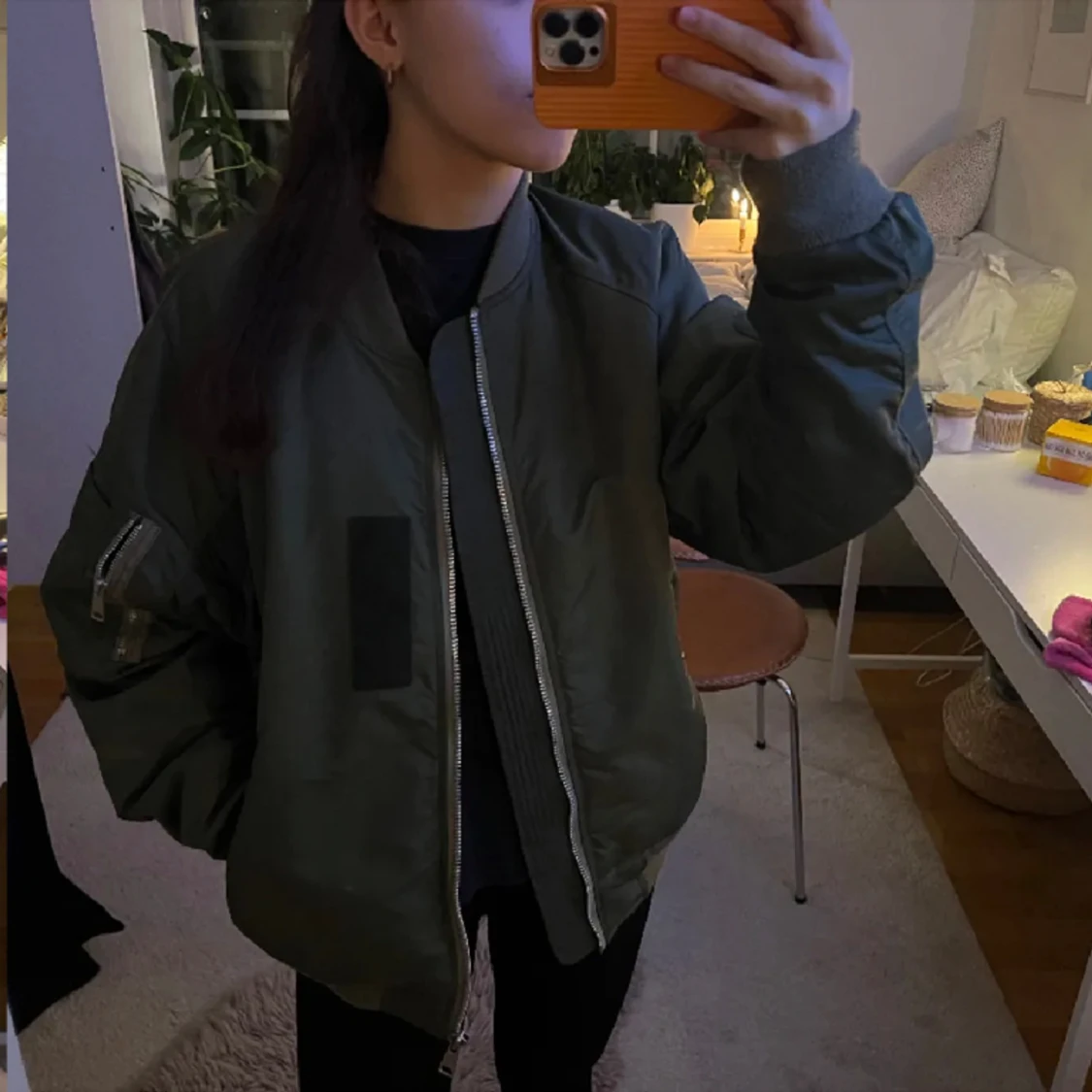 Olivgrön bombarjacka  - 90