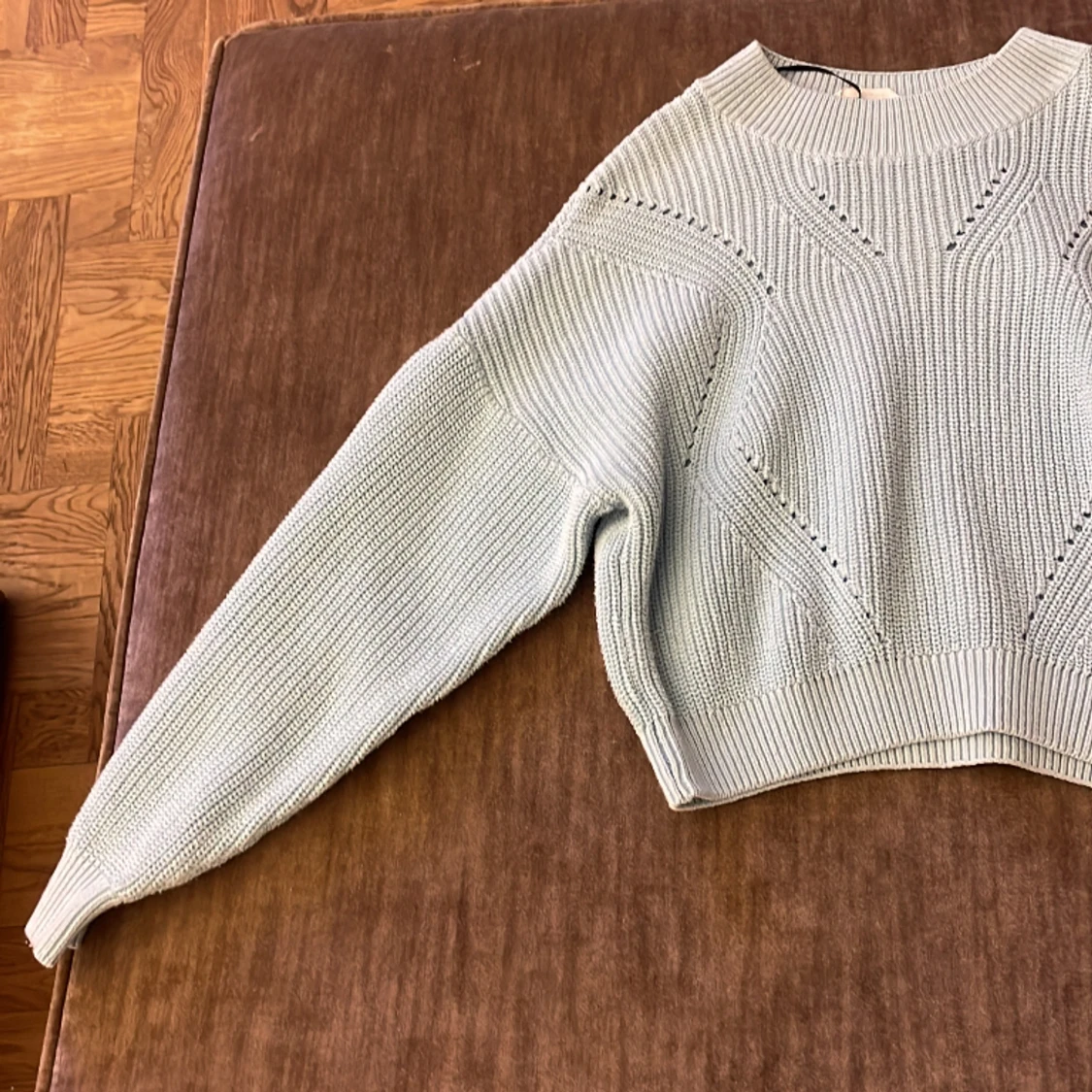 Blå stickad kofta - 90